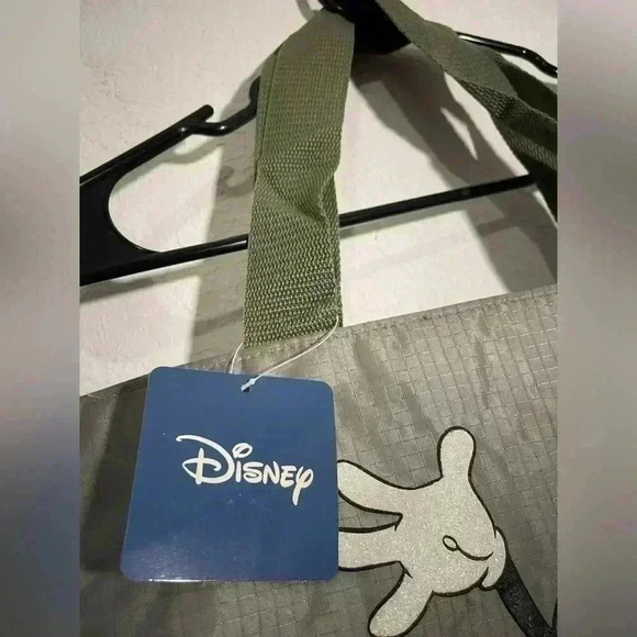 Disney Animations Army Green Tote Bag NWT Classic Glitter Sequin Mickey Mouse - Picture 5 of 9